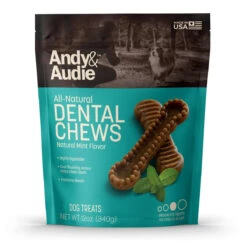 Andy & Audie All Natural Dental Chews For Dogs, Mint Flavor, Medium, 12-oz Bag