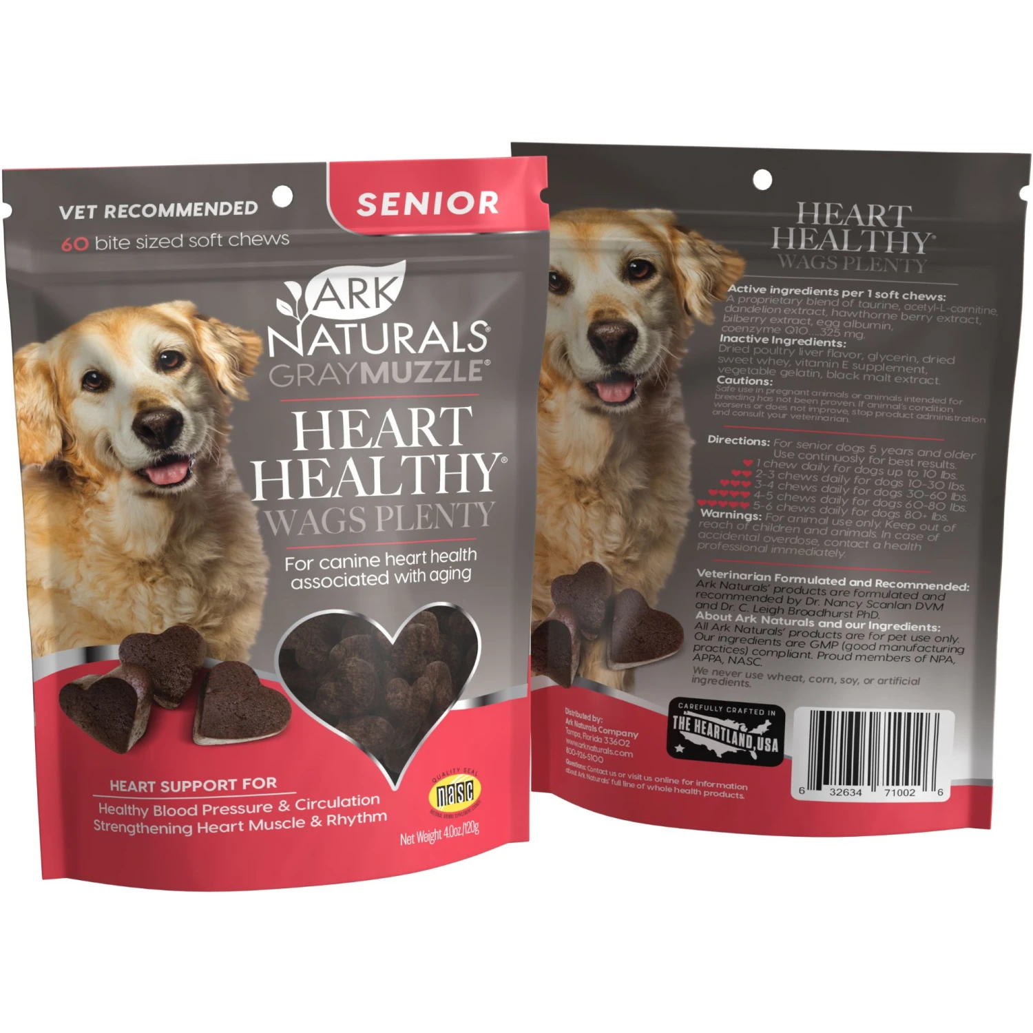 Ark Naturals Gray Muzzle Heart Health Senior Dog Treats, 60 Count - Image 2
