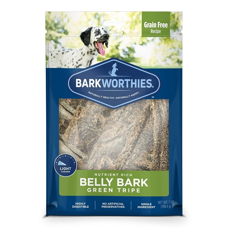 Barkworthies Belly Bark Green Tripe Sticks Dog Treats, 7-oz Bag