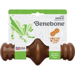 Benebone Peanut Butter Flavor Zaggler Dog Chew Toy, Made In USA, Large