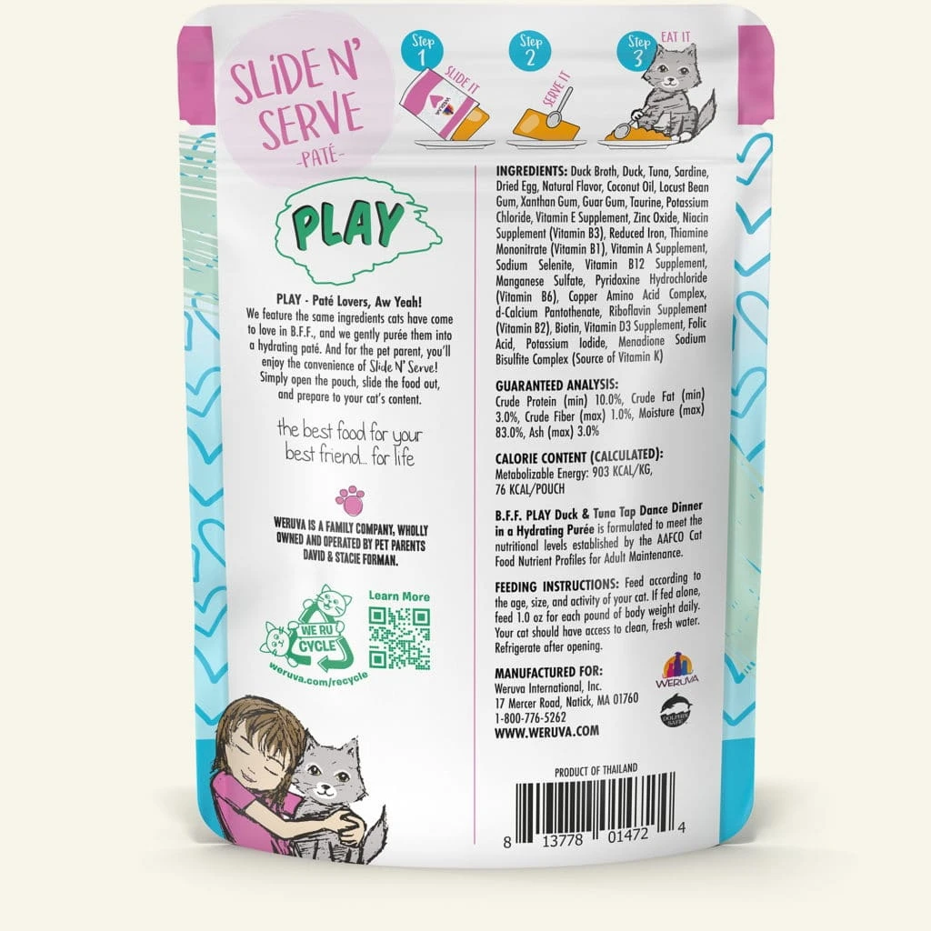 BFF Play Pate Lovers Duck & Tuna Tap Dance Wet Cat Food, 3-oz Pouch, Pack Of 12 - Image 3