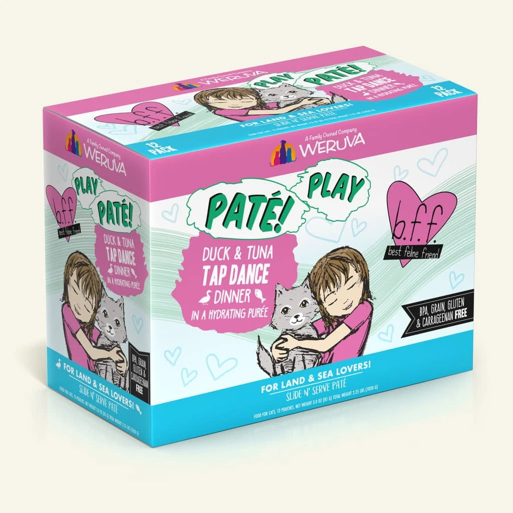 BFF Play Pate Lovers Duck & Tuna Tap Dance Wet Cat Food, 3-oz Pouch, Pack Of 12