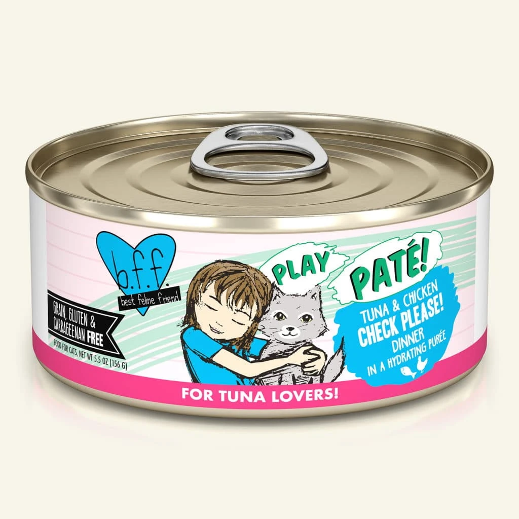 BFF Play Pate Lovers Tuna & Chicken Check Please! Wet Cat Food, 5.5-oz Cans, Case Of 8