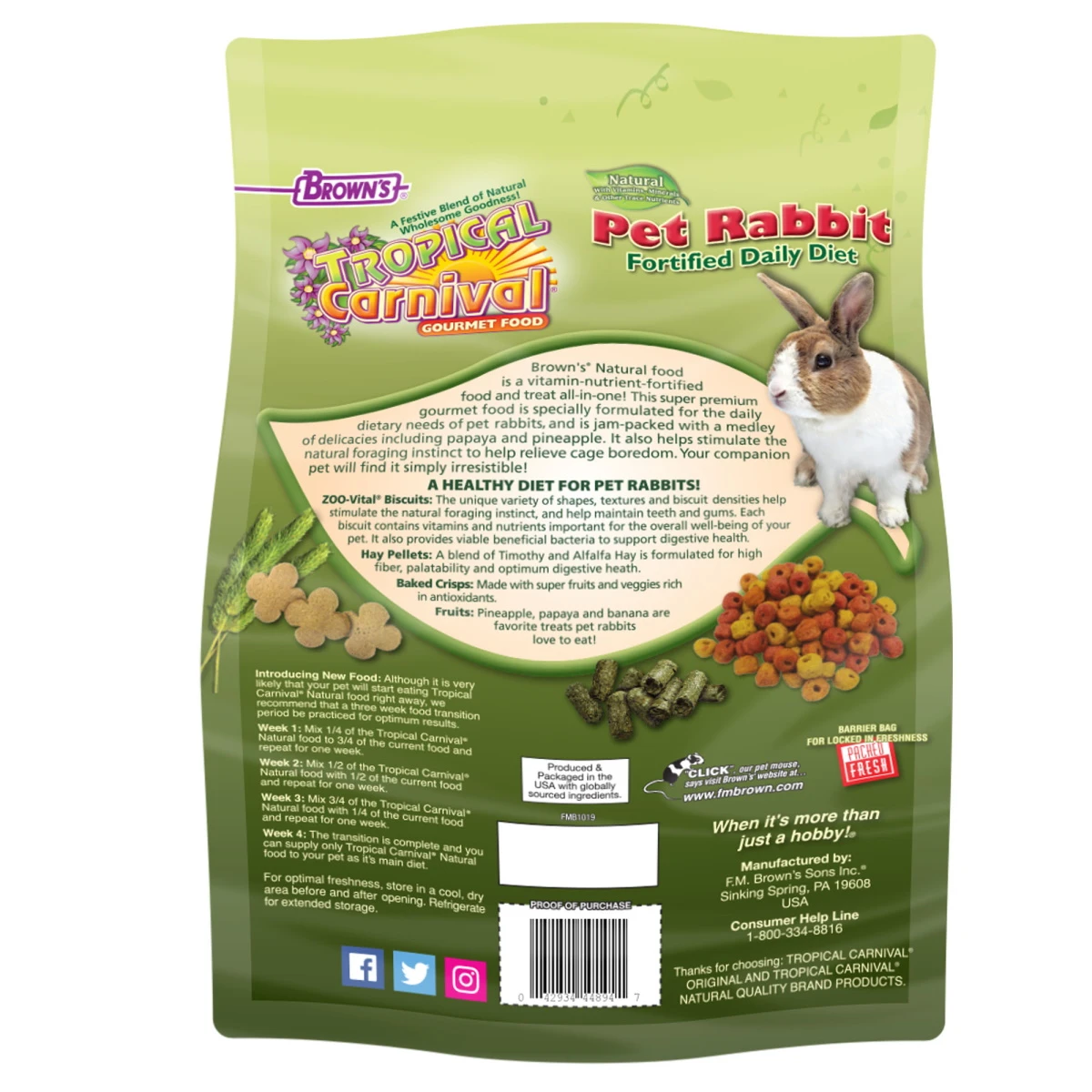 Brown's Tropical Carnival Natural Pet Rabbit Food, 4-lb Bag - Image 2