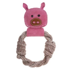 Country Tails Peggy Pig Rope Ring Natural Dog Toy