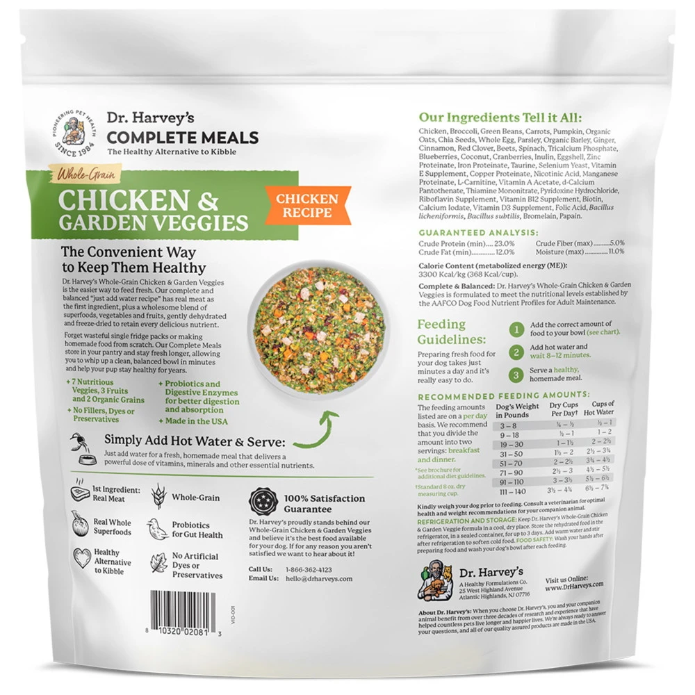 Dr. Harvey's Whole Grain Chicken & Garden Veggies Dehydrated Dog Food, 5-lb Bag - Image 3