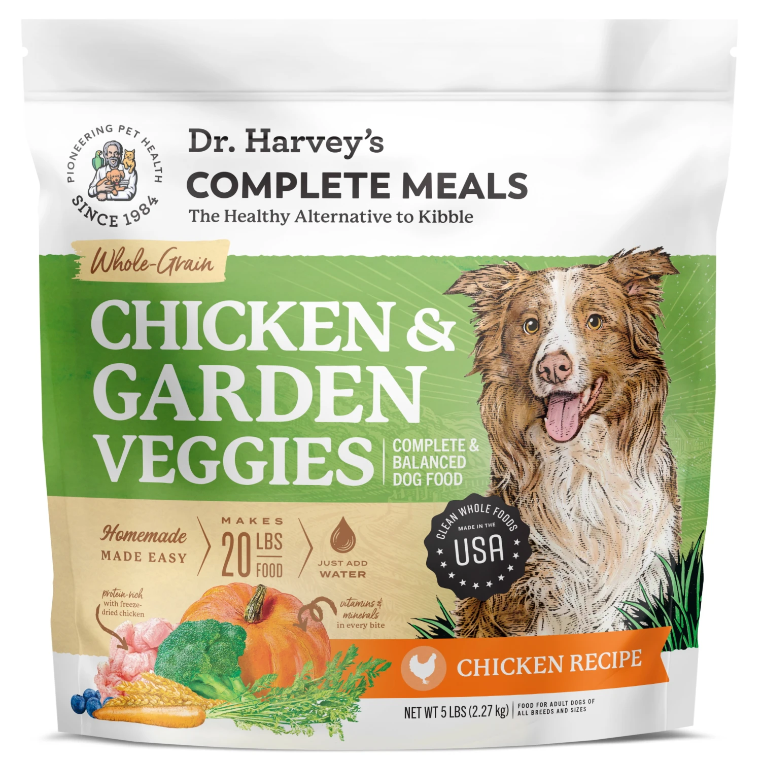 Dr. Harvey's Whole Grain Chicken & Garden Veggies Dehydrated Dog Food, 5-lb Bag