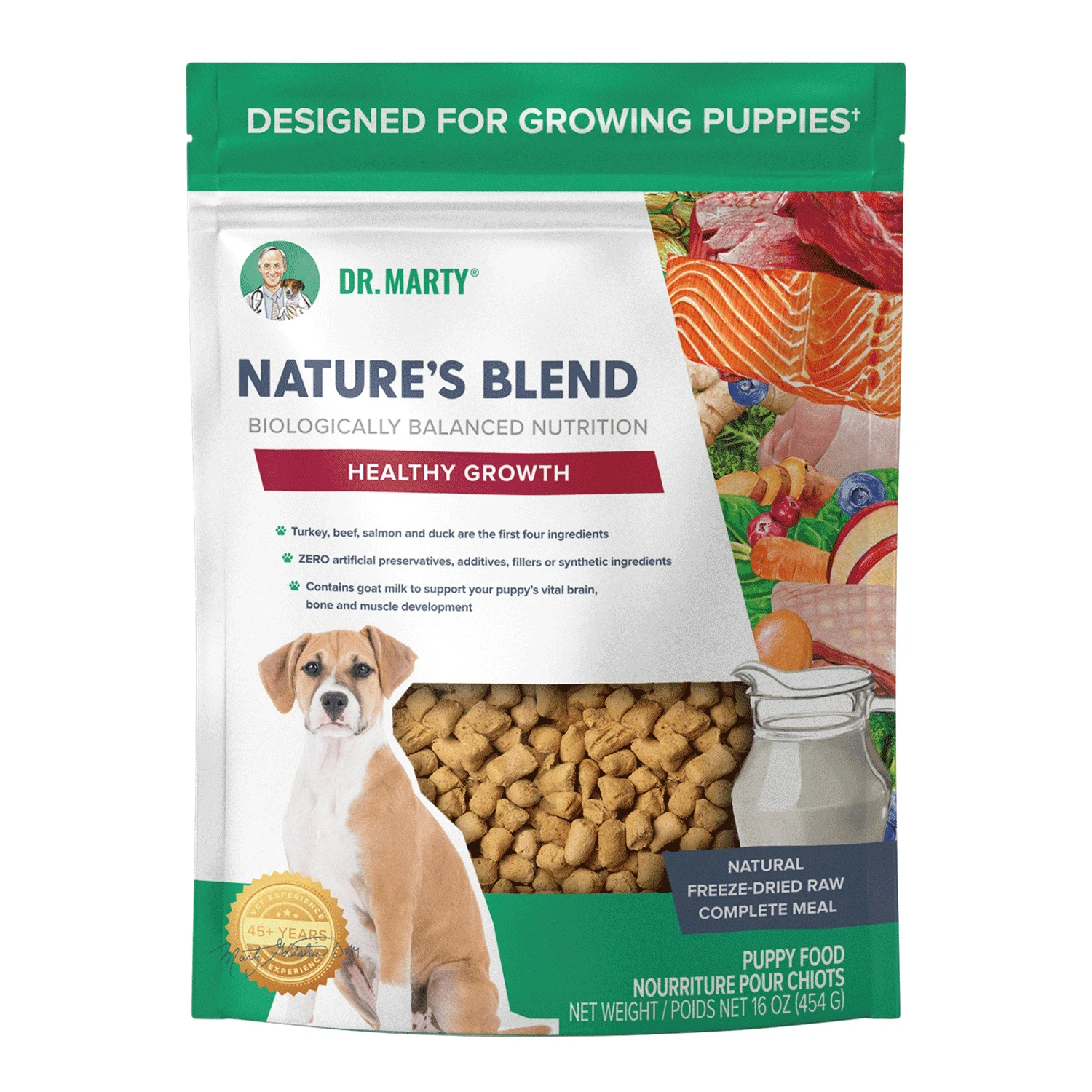 Dr. Marty Nature’s Blend Healthy Growth Freeze-Dried Raw Puppy Food, 16-oz Bag
