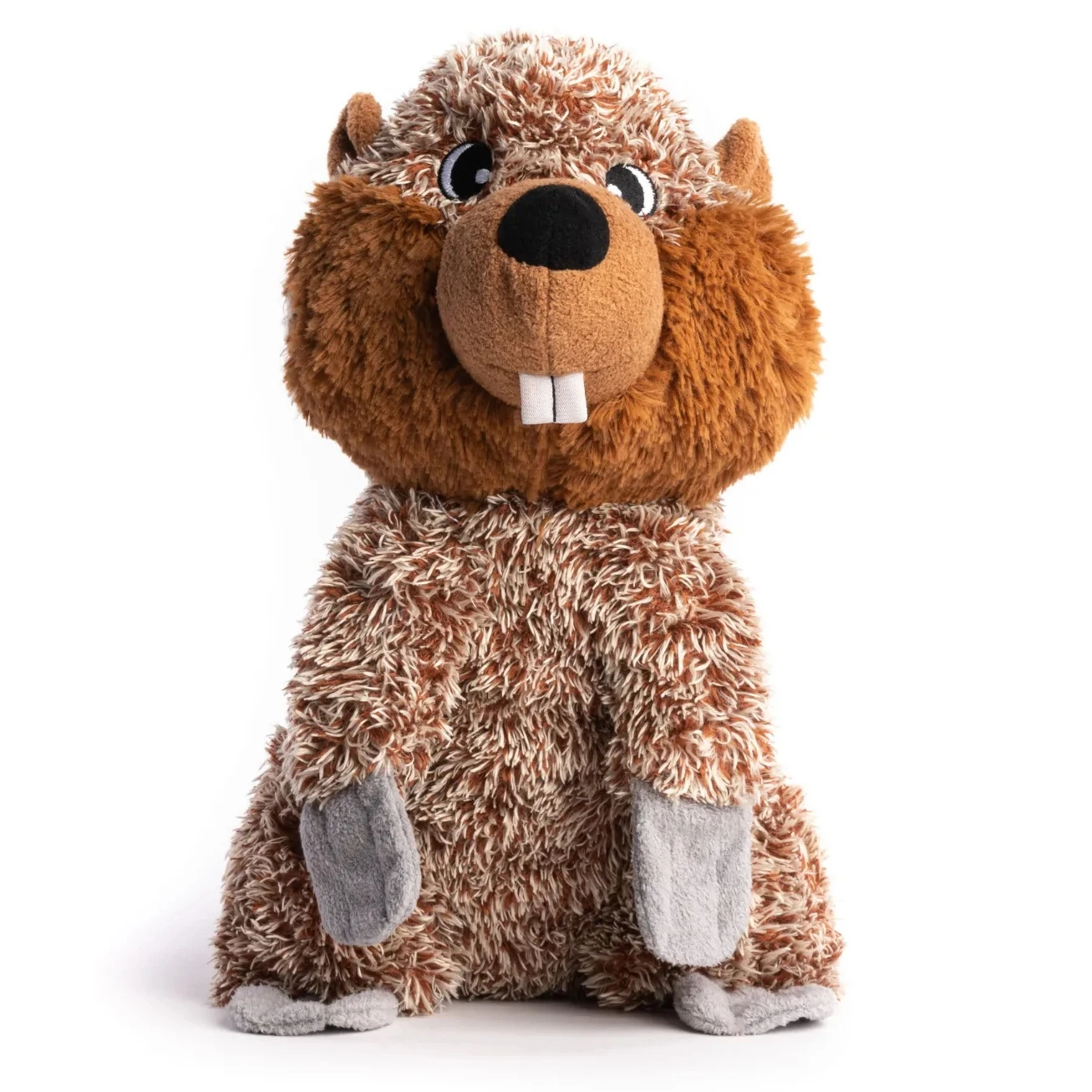 Fabdog Fluffy Beaver Plush Squeaky Dog Toy, Large