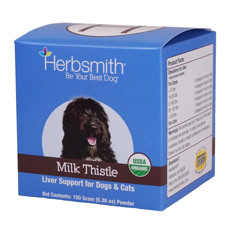 Herbsmith Milk Thistle Powder Herbal Support Supplement For Dogs And Cats, 150 Grams