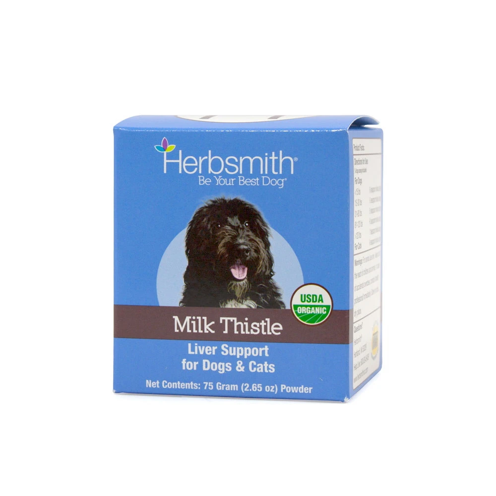 Herbsmith USDA Organic Milk Thistle Powder Liver Support For Dogs And Cats, 75 Grams