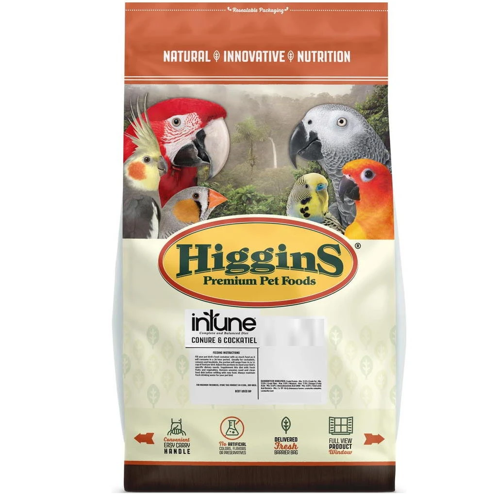 Higgins InTune Natural Bird Food For Conure & Cockatiel , 18-lb Bag