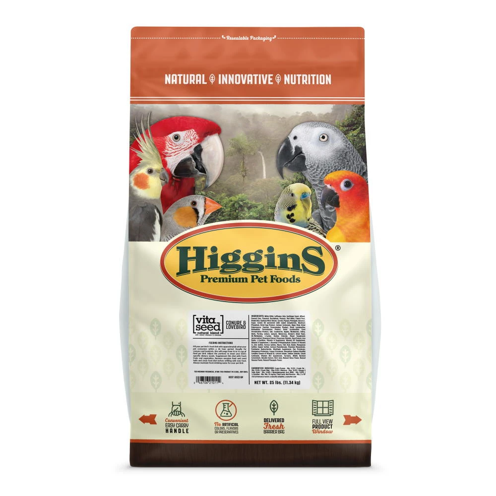 Higgins Vita Seed Conure & Lovebird Food, 25-lb Bag