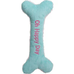 HuggleHounds Oh Happy Day Birthday (Or Any Day!) Bone Dog Toy, 12-Inch