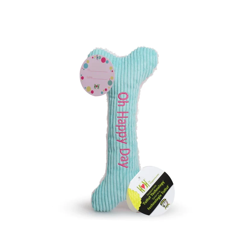 HuggleHounds Oh Happy Day Birthday (Or Any Day!) Bone Dog Toy, 12-Inch - Image 2