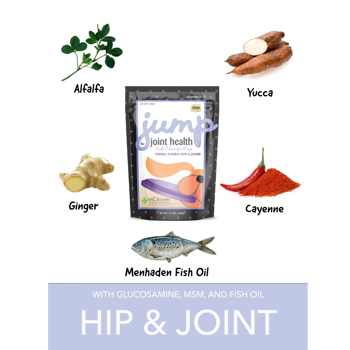 In Clover Jump Hip & Joint Dog Chew Supplement For Active Dogs, 4-oz Bag - Image 2