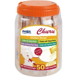 INABA Churu Chicken Recipes Lickable Creamy Puree Cat Treat Variety, 50 Tubes