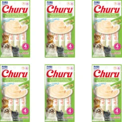 Inaba Churu Grain-Free Chicken With Scallop Puree Lickable Cat Treat, 0.5-oz Tubes, 6 Packs Of 4 Tubes