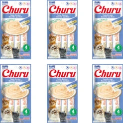 Inaba Churu Grain-Free Tuna Puree Lickable Cat Treat, 0.5-oz Tubes, 6 Packs Of 4 Tubes