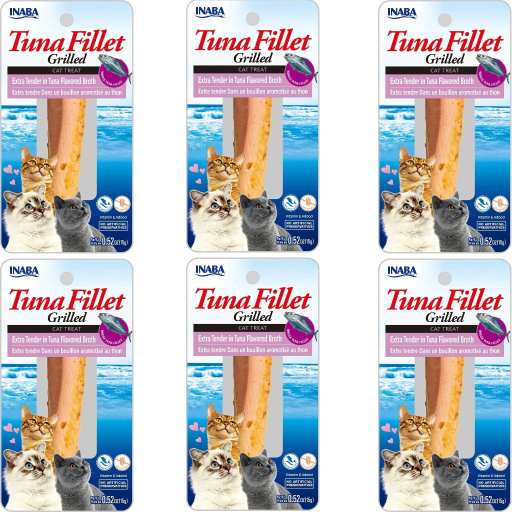 Inaba Grain-Free Grilled Tuna Extra Tender In Tuna Broth Cat Treat, 0.52-oz Pouch, Pack Of 6