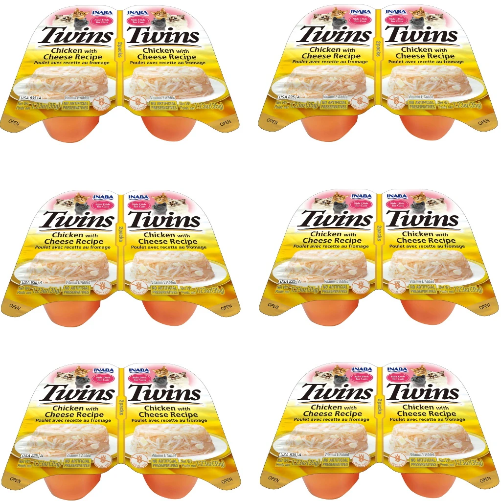 Inaba Twin Packs Chicken With Cheese Recipe Grain-Free Cat Food Topper, 1.23-oz, Case Of 6, 2-Packs