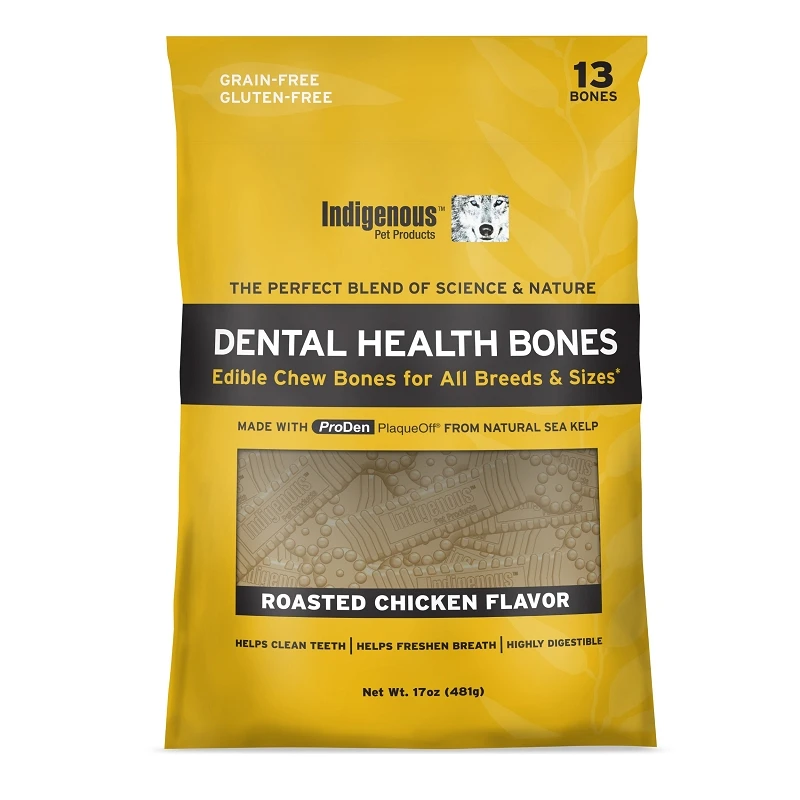 Indigenous Pet Products Grain-Free Dental Health Bones Roasted Chicken Recipe Dog Chews