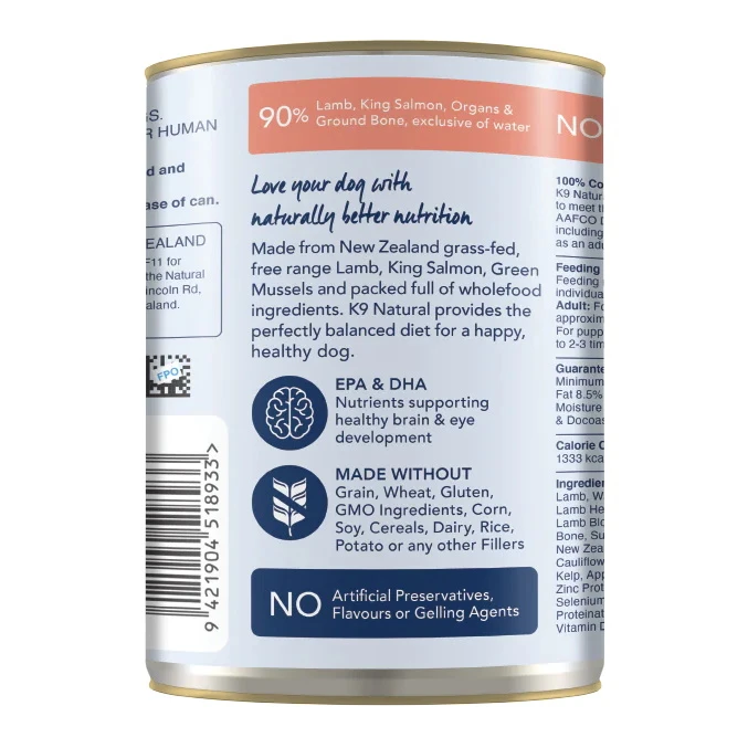 K9 Natural Lamb & King Salmon Feast Canned Dog Food, 13-oz, Case Of 12 - Image 4