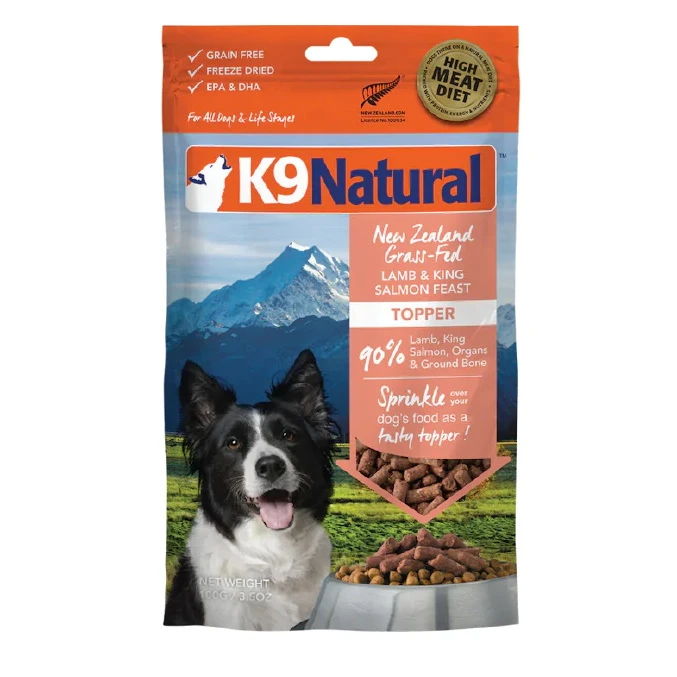 K9 Natural Lamb & King Salmon Feast Freeze-Dried Dog Food Topper, 3.5-oz Bag