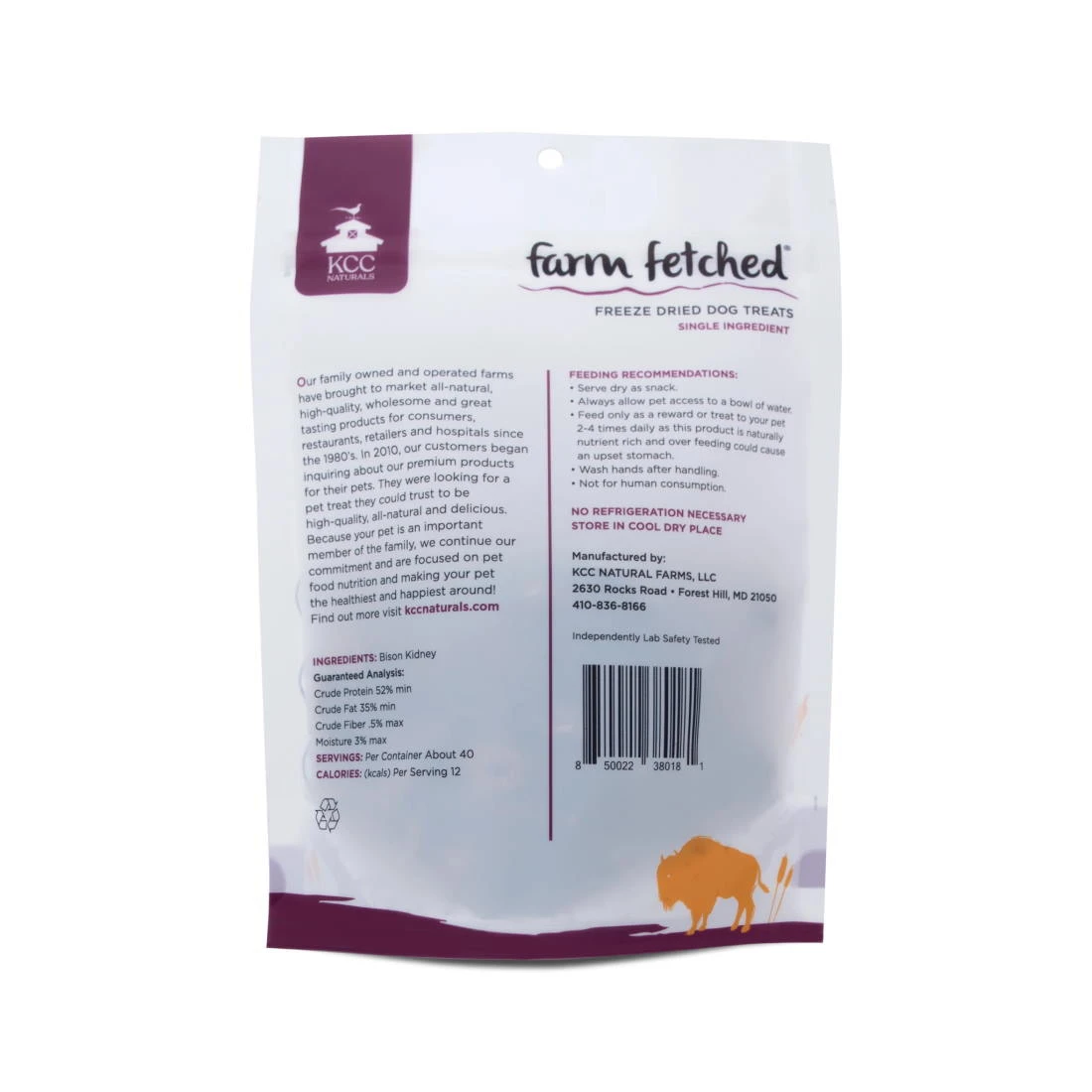 KCC Farms Freeze-Dried Bison Kidney Dog Treats, 3-oz Bag - Image 2