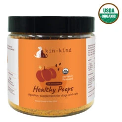 Kin + Kind Healthy Poops Pumpkin Fiber Supplement For Dogs & Cats, 8-oz