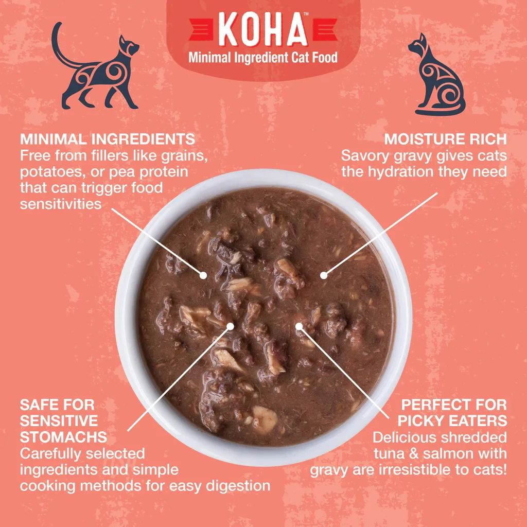 KOHA Poke Bowl Tuna & Salmon Entree In Gravy Moist Cat Food, 5.5-oz, Case Of 24 - Image 2
