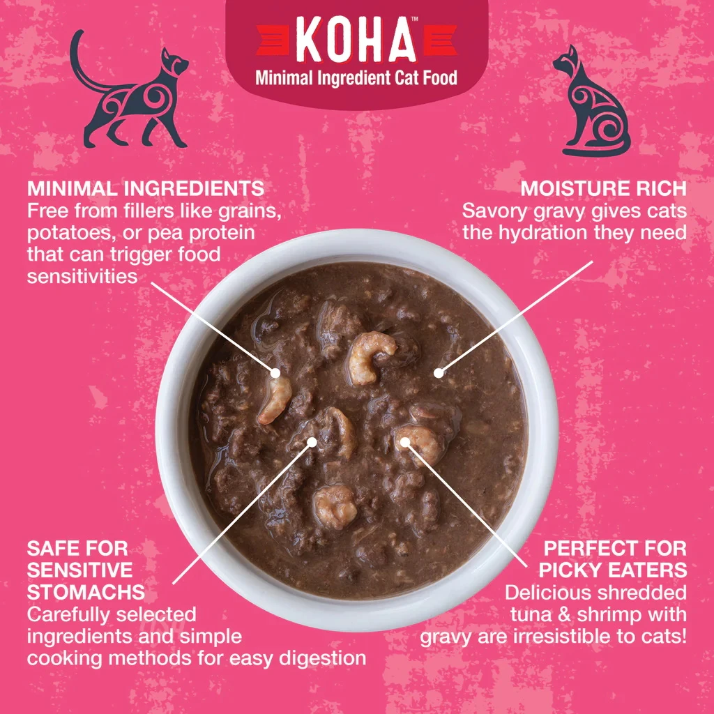KOHA Poke Bowl Tuna & Shrimp Entree In Gravy Moist Cat Food, 3-oz, Case Of 24 - Image 4