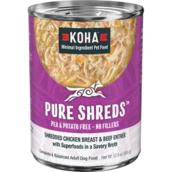 KOHA Pure Shreds Shredded Chicken Breast & Beef Entree Canned Dog Food, 12.5-oz, Case Of 12