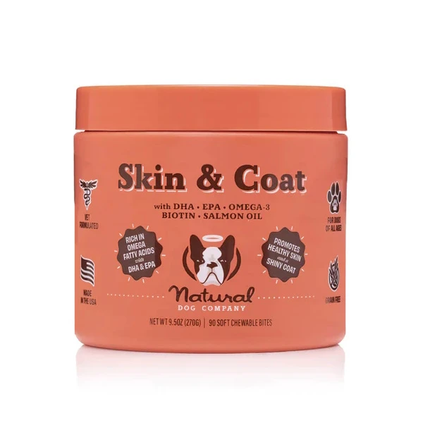 Natural Dog Company Skin & Coat Chewable Supplement For Dogs, 90-Count