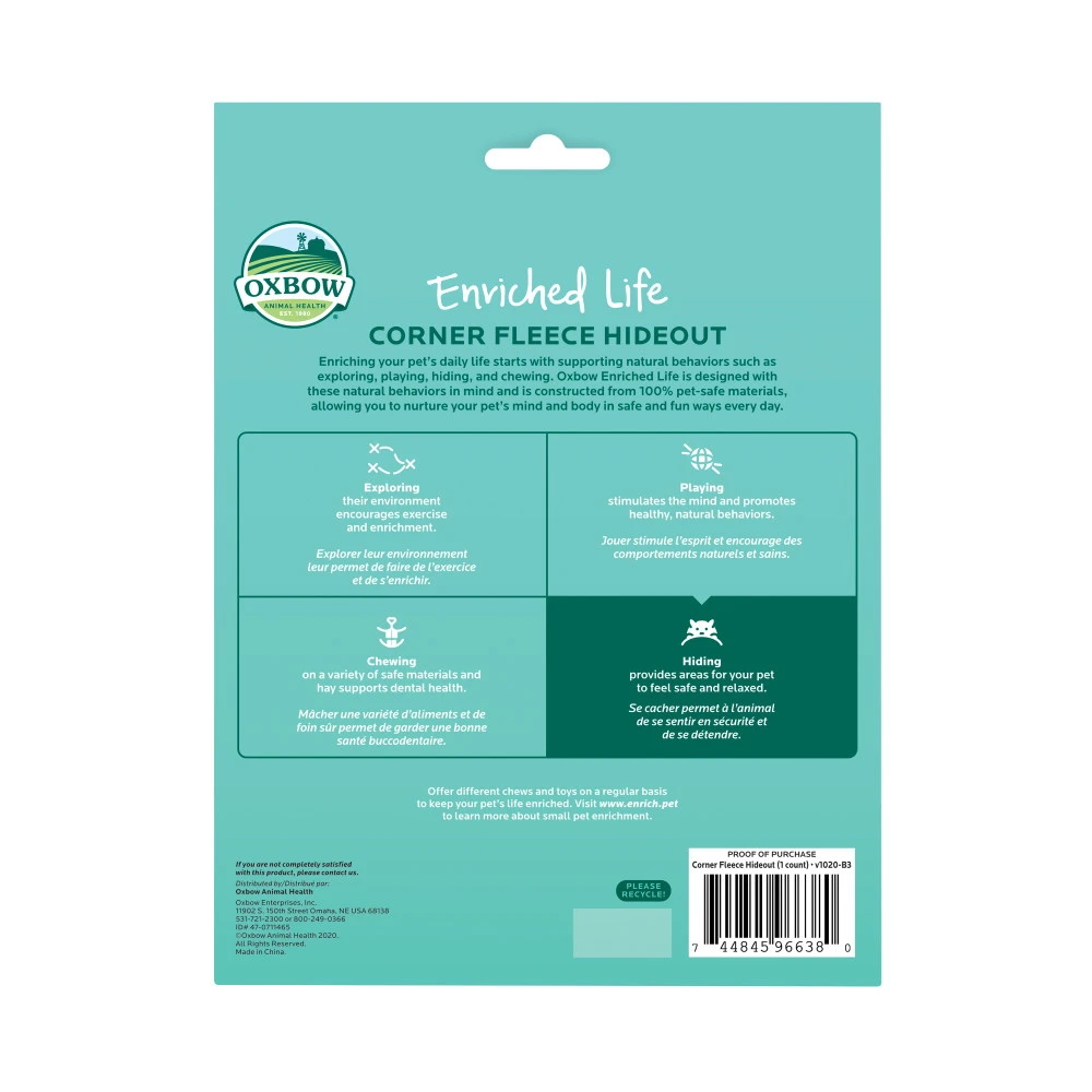 Oxbow Enriched Life Corner Fleece Small Animal Hideout - Image 2