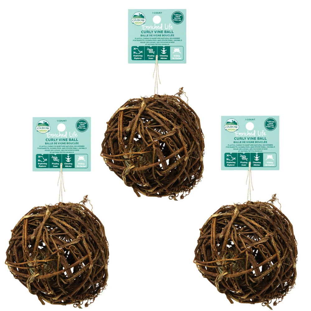 Oxbow Enriched Life Curly Vine Ball Small Animal Toy, 3-Pack