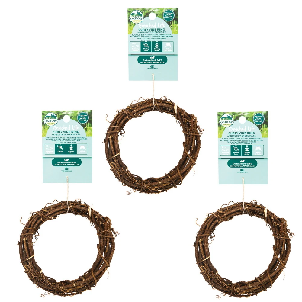 Oxbow Enriched Life Curly Vine Ring Small Animal Toy, 3-Pack