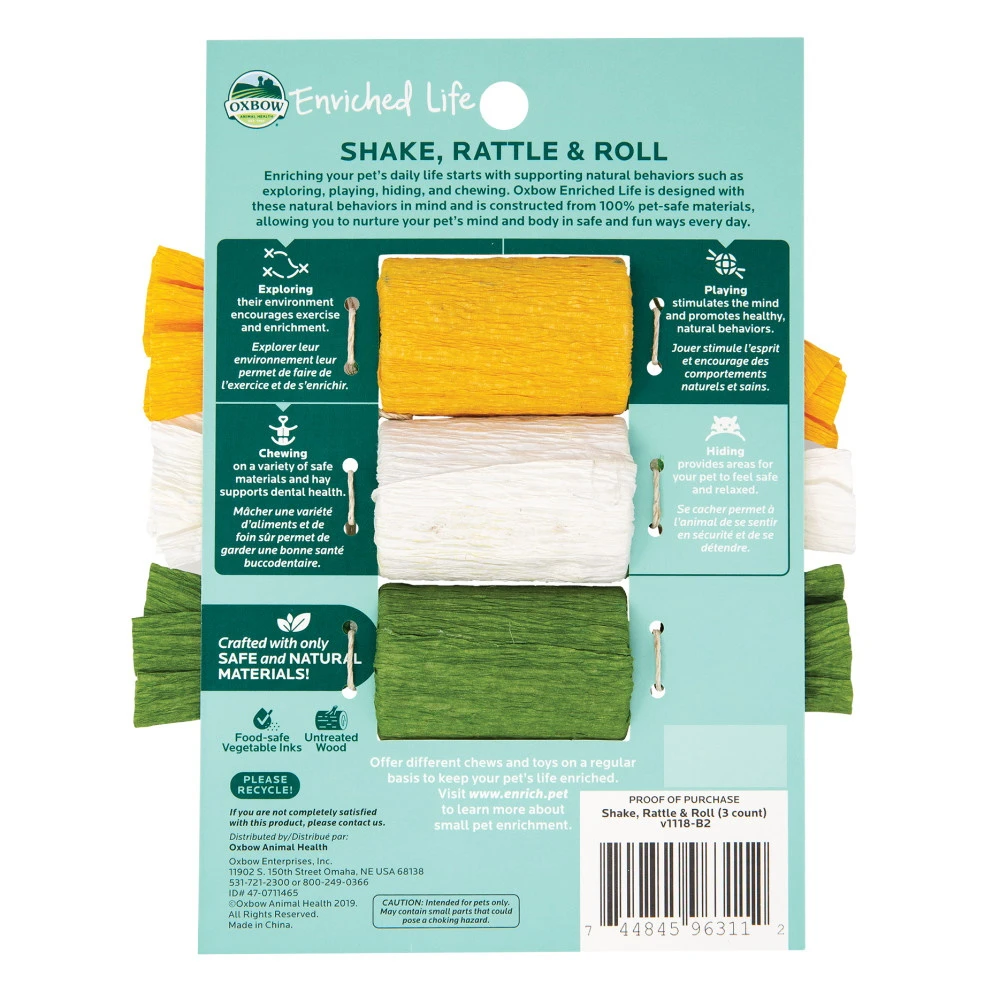 Oxbow Enriched Life Shake Rattle & Roll Toy For Small Animals, 3-Pack - Image 4
