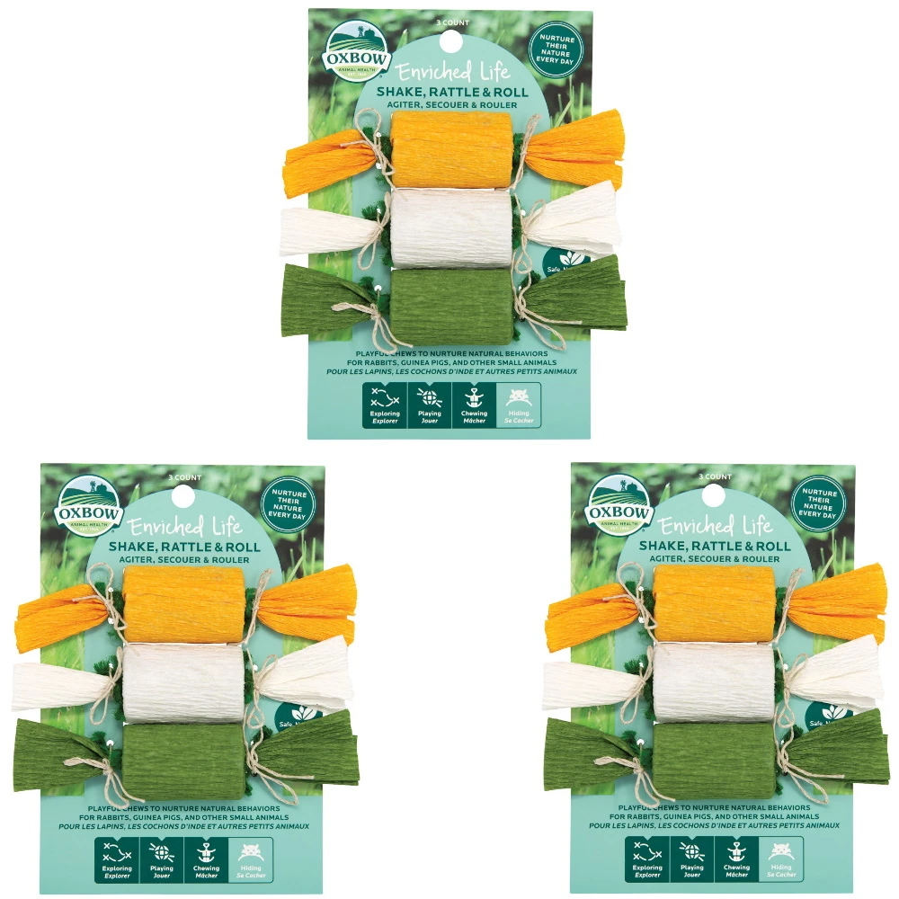Oxbow Enriched Life Shake Rattle & Roll Toy For Small Animals, 3-Pack