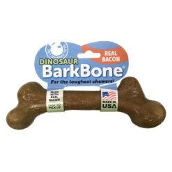 Pet Qwerks Dinosaur BarkBone Bacon Flavored Nylon USA Dog Chew Toy, XXL