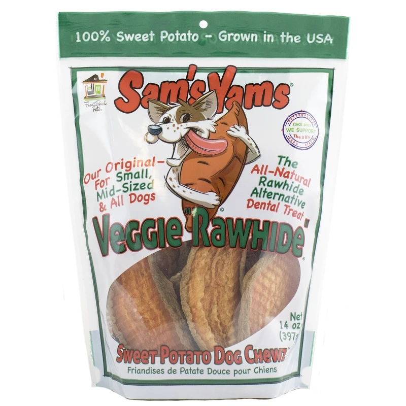 Sam's Yams Veggie Rawhide Sweet Potato Dog Treats, 14-oz Bag