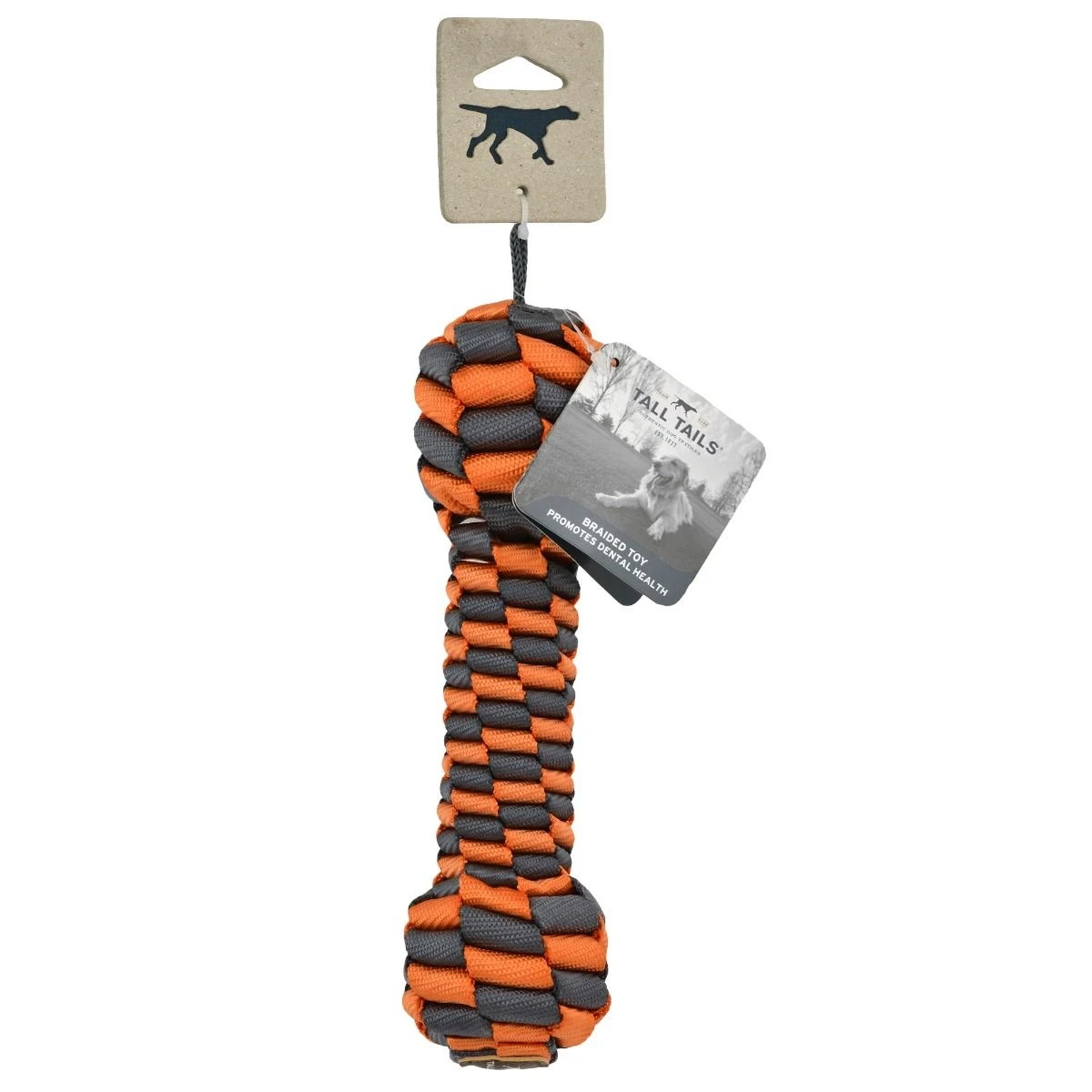 Tall Tails Orange Braided Bone Dog Toy, 7" - Image 3