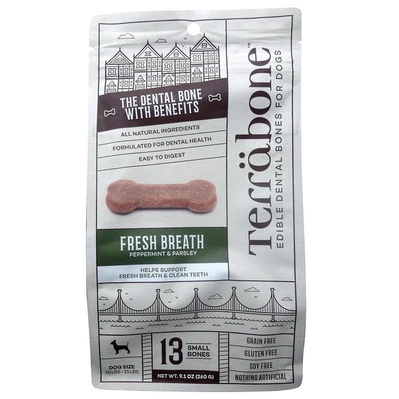 Terrabone Fresh Breath Edible Dental Bones For Dogs, 13 Small Bones