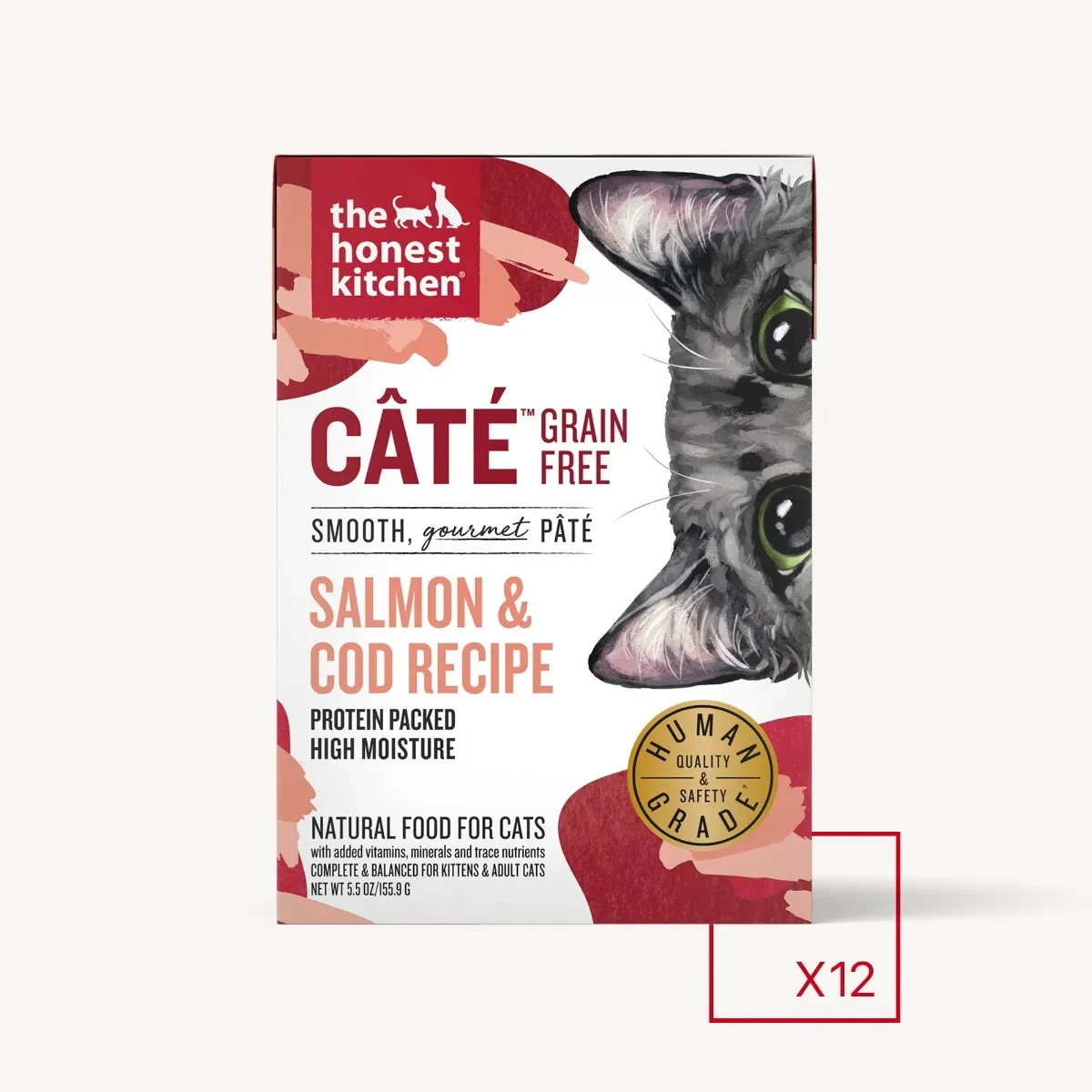 The Honest Kitchen Grain-Free Salmon & Cod Pate Wet Cat Food, 5.5-oz, Case Of 12