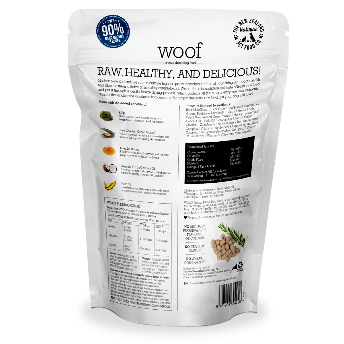 The New Zealand Natural Pet Food Co. Woof Beef Recipe Freeze-Dried Dog Food, 9.9-oz Bag - Image 2