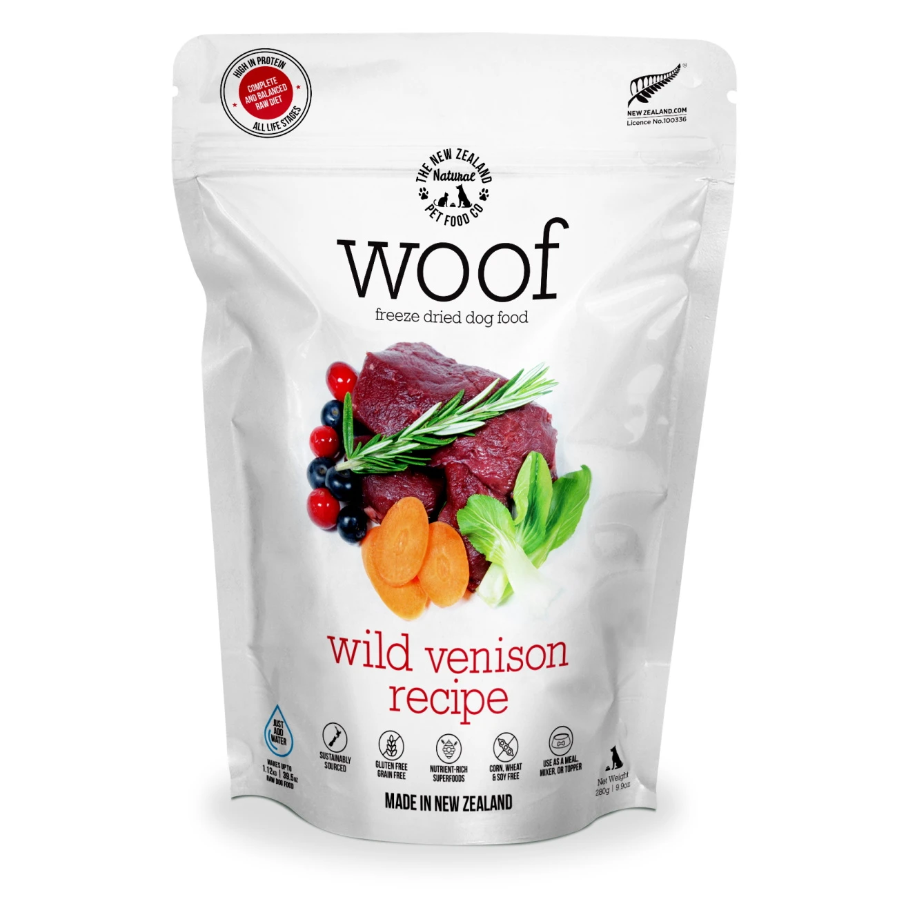 The New Zealand Natural Pet Food Co. Woof Wild Venison Recipe Freeze-Dried Dog Food, 9.9-oz Bag