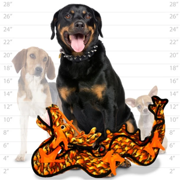 Tuffy's Dragon Plush Dog Toy, Orange - Image 2