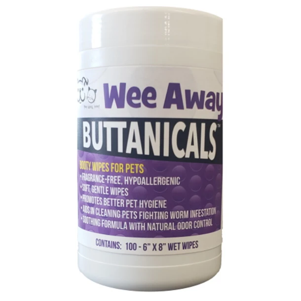Wee Away Buttanicals Grooming Wipes For Dogs & Cats, 100-Count