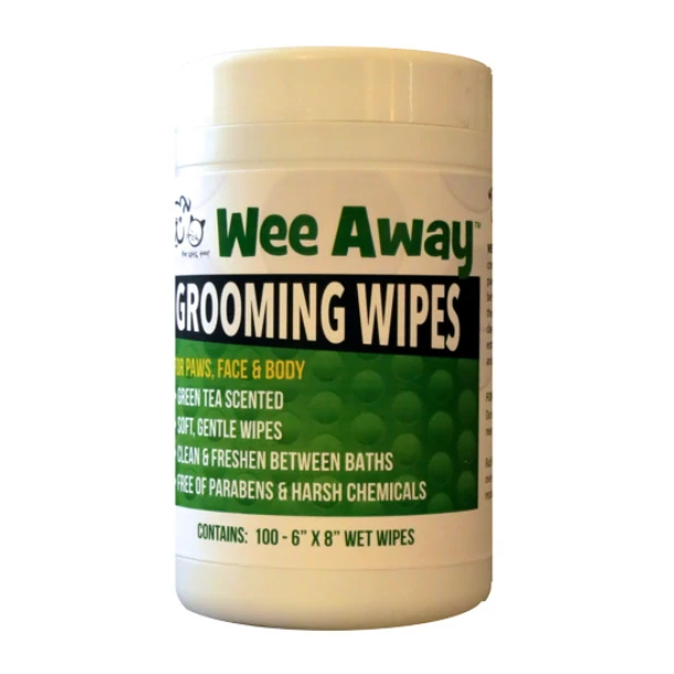 Wee Away Green Tea Scented Grooming Wipes For Dogs & Cats, 100-Count