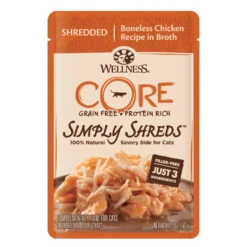 Wellness CORE Simply Shreds Grain-Free Boneless Chicken Wet Cat Food Topper, 1.75-oz, Case Of 12